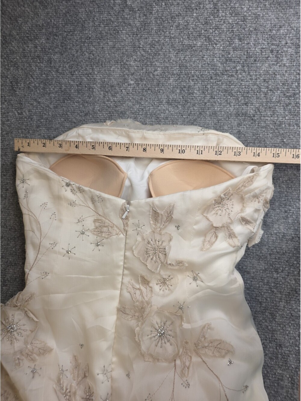 Watters Brides Wedding Dress 6 Silk Organza Strapless Floral A Line Gown 02001B - Picture 15 of 15